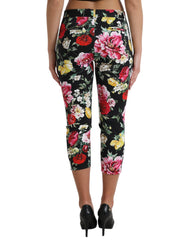 Dolce & Gabbana Black Floral Print Mid Waist Cropped Pants -   -  Dolce & Gabbana.