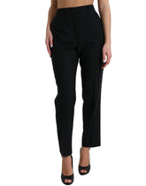 Dolce & Gabbana Black Wool High Waist Straight Pants -   -  Dolce & Gabbana.