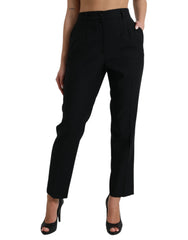 Dolce & Gabbana Black Wool High Waist Straight Pants -   -  Dolce & Gabbana.