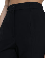 Dolce & Gabbana Black Wool High Waist Straight Pants -   -  Dolce & Gabbana.