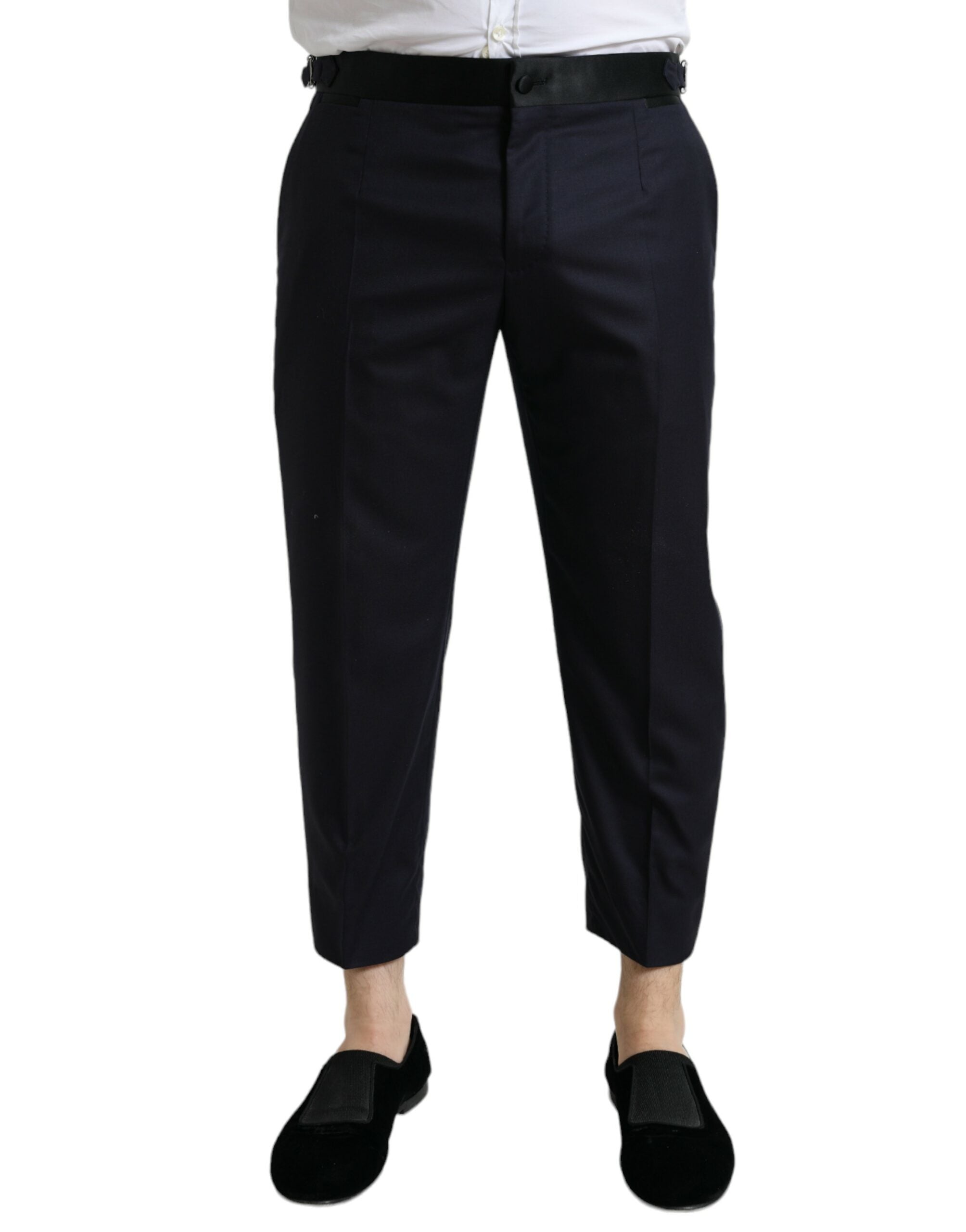 Dolce & Gabbana Blue Wool Cropped Tapered Pants -   -  Dolce & Gabbana.