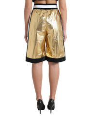 Dolce & Gabbana Gold Polyester Perforated High Waist Shorts - - Dolce & Gabbana.