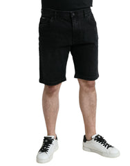 Dolce & Gabbana Black Cotton Stretch Bermuda Denim Shorts -   -  Dolce & Gabbana.