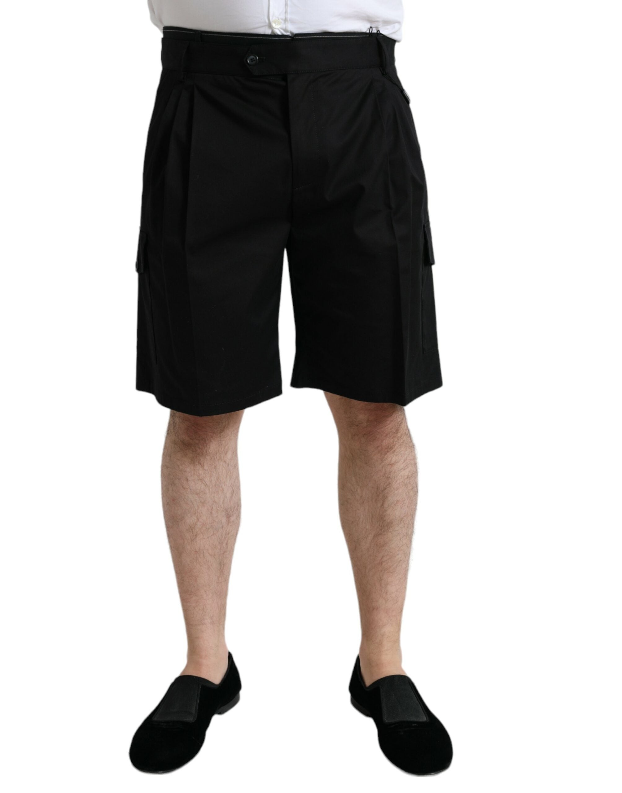 Dolce & Gabbana Black Cotton Stretch Cargo Bermuda Shorts -   -  Dolce & Gabbana.
