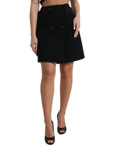 Dolce & Gabbana Black Wool Button High Waist Aline Mini Skirt -   -  Dolce & Gabbana.