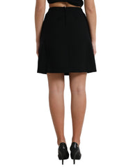 Dolce & Gabbana Black Wool Button High Waist Aline Mini Skirt -   -  Dolce & Gabbana.