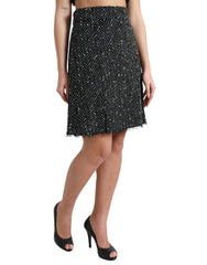 Dolce & Gabbana Black Wool Knit Tweed High Waist Mini Skirt -   -  Dolce & Gabbana.