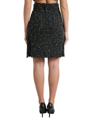 Dolce & Gabbana Black Wool Knit Tweed High Waist Mini Skirt -   -  Dolce & Gabbana.