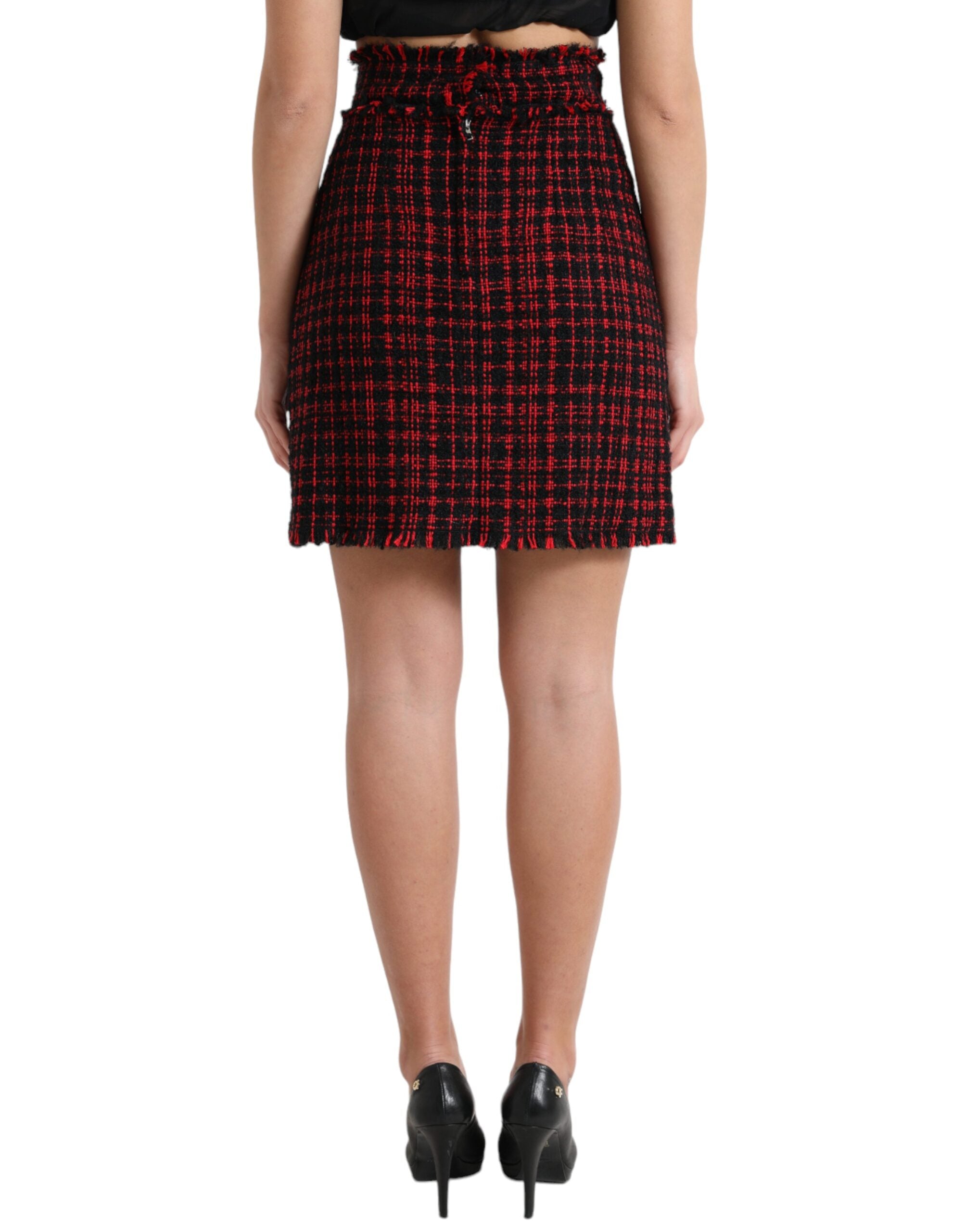 Dolce & Gabbana Black Red Cotton High Waist Tartan Tweed Mini Skirt -   -  Dolce & Gabbana. Dolce & Gabbana Black Red Cotton High Waist Tartan Tweed Mini Skirt -   -  Dolce & Gabbana.