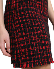 Dolce & Gabbana Black Red Cotton High Waist Tartan Tweed Mini Skirt -   -  Dolce & Gabbana.