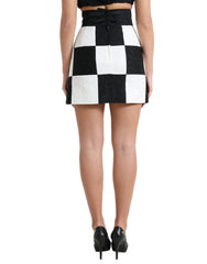 Dolce & Gabbana Black White Floral Brocade High Waist Skirt -   -  Dolce & Gabbana.