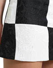 Dolce & Gabbana Black White Floral Brocade High Waist Skirt -   -  Dolce & Gabbana.