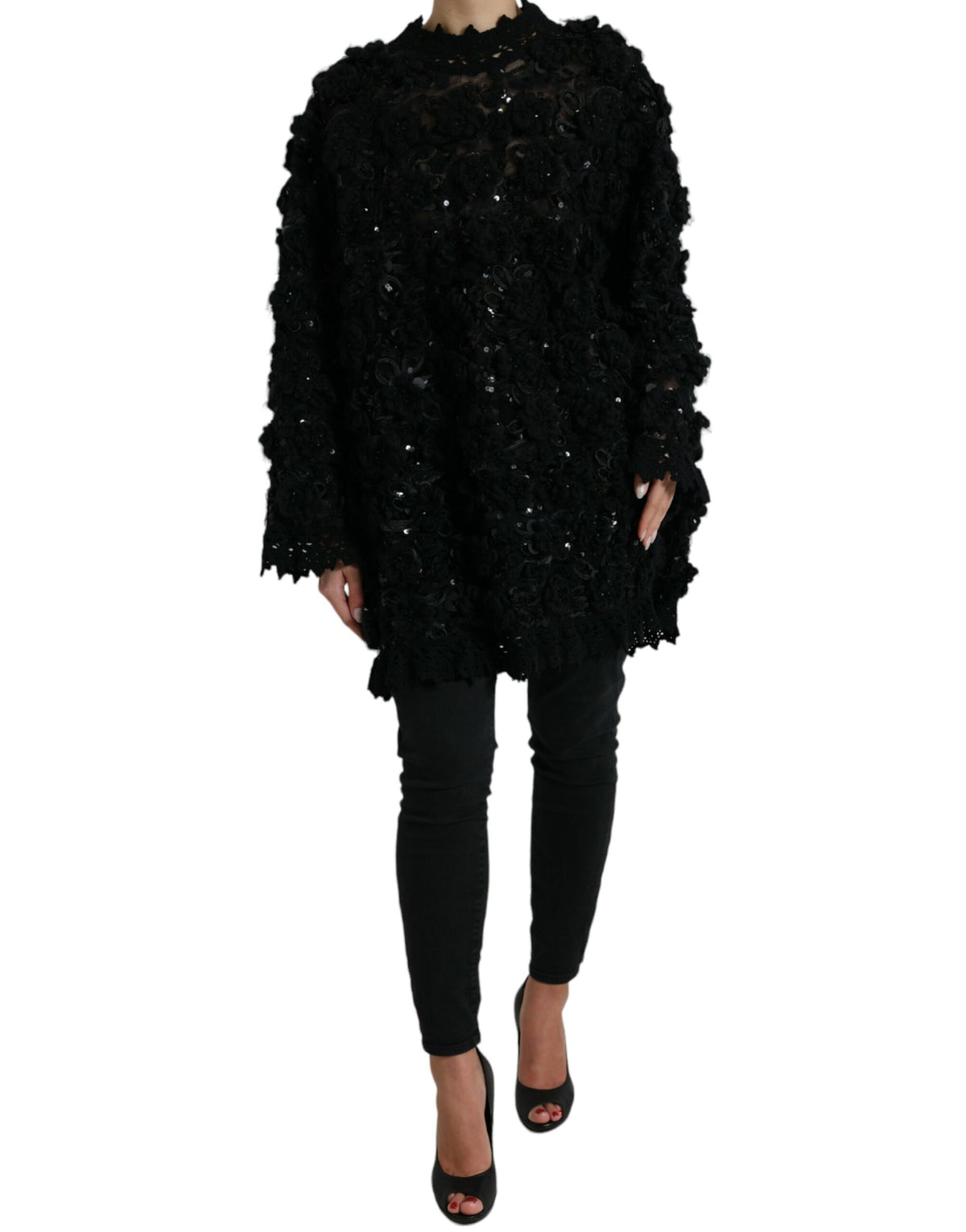 Dolce & Gabbana Black Sequined Embellished Pullover Sweater -   -  Dolce & Gabbana.