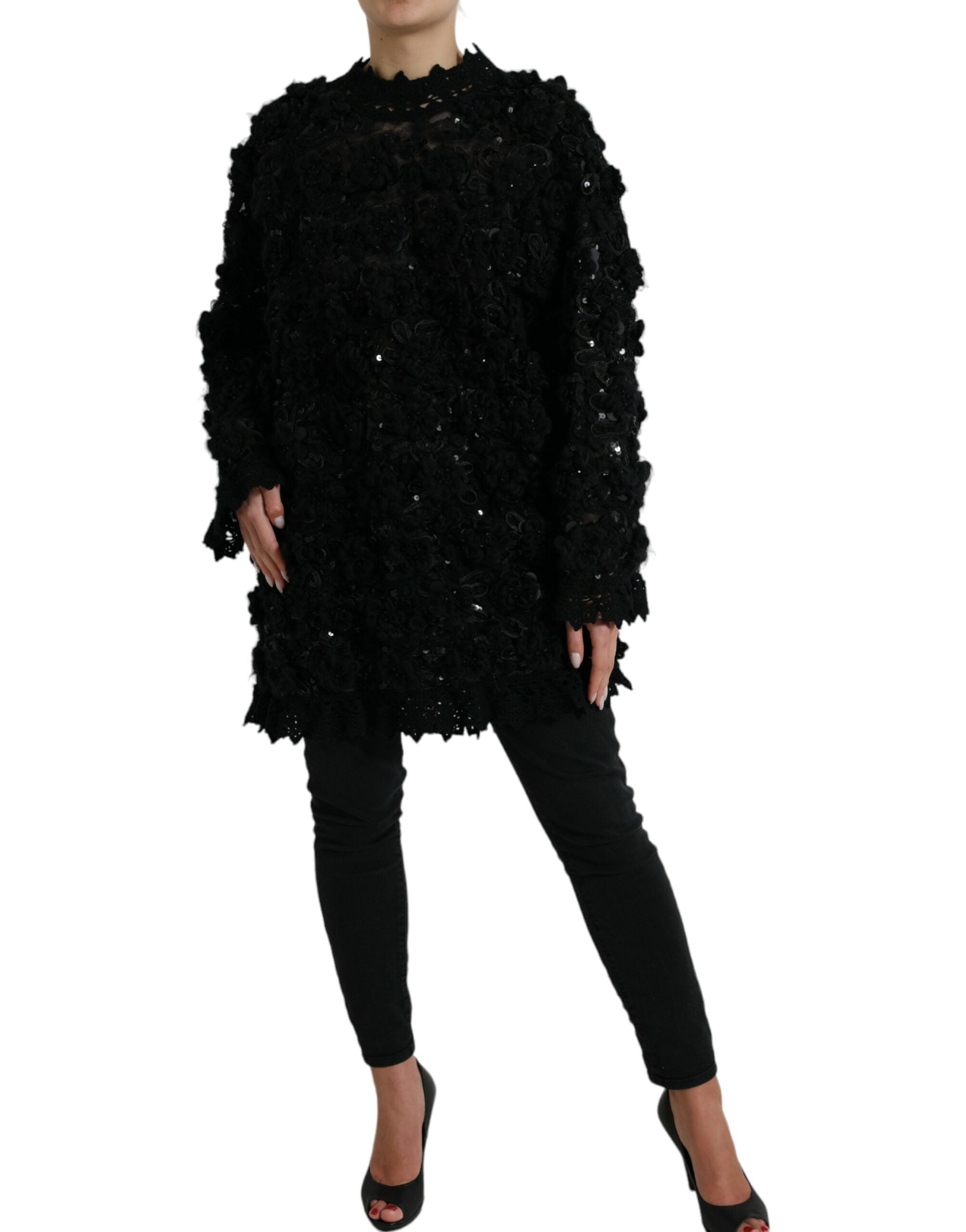 Dolce & Gabbana Black Sequined Embellished Pullover Sweater -   -  Dolce & Gabbana. Dolce & Gabbana Black Sequined Embellished Pullover Sweater -   -  Dolce & Gabbana.