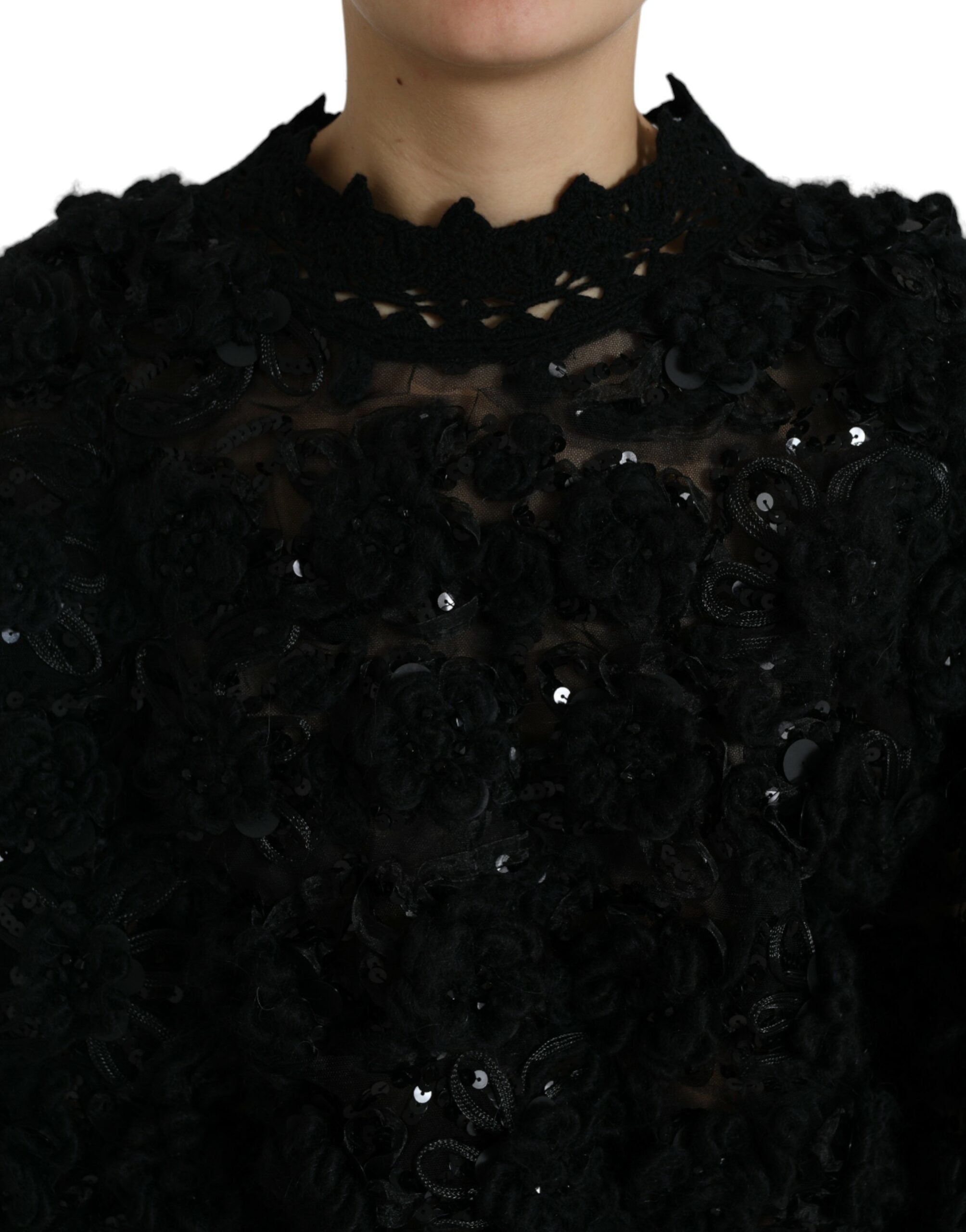 Dolce & Gabbana Black Sequined Embellished Pullover Sweater -   -  Dolce & Gabbana. Dolce & Gabbana Black Sequined Embellished Pullover Sweater -   -  Dolce & Gabbana.