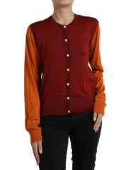 Dolce & Gabbana Multicolor Cardigan Color Block Silk Crewneck Sweater -   -  Dolce & Gabbana.