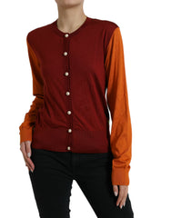 Dolce & Gabbana Multicolor Cardigan Color Block Silk Crewneck Sweater -   -  Dolce & Gabbana.
