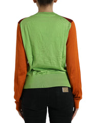 Dolce & Gabbana Multicolor Cardigan Color Block Silk Crewneck Sweater -   -  Dolce & Gabbana.