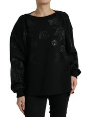 Dolce & Gabbana Black Pullover Floral Logo Applique Sweater -   -  Dolce & Gabbana.