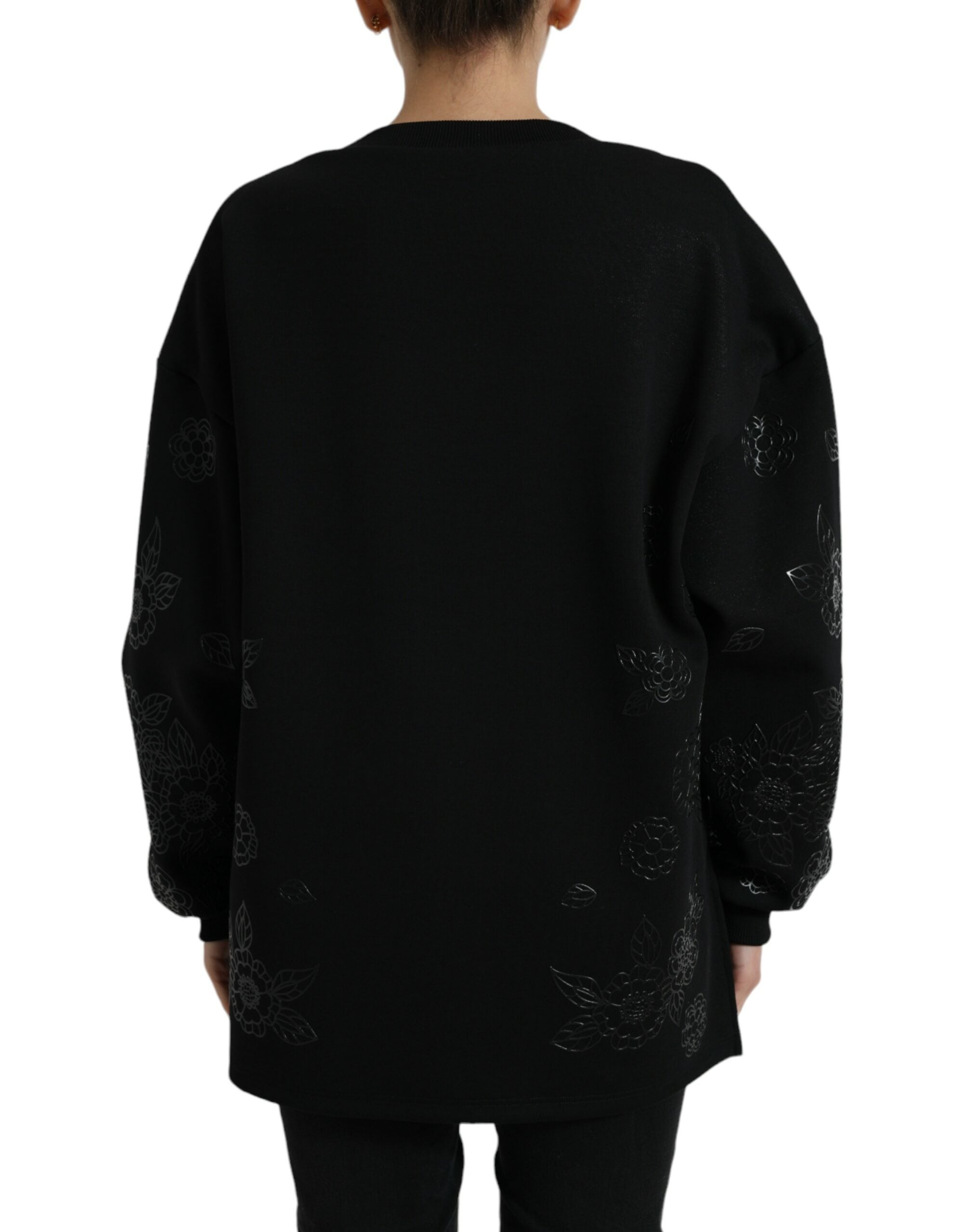 Dolce & Gabbana Black Pullover Floral Logo Applique Sweater -   -  Dolce & Gabbana. Dolce & Gabbana Black Pullover Floral Logo Applique Sweater -   -  Dolce & Gabbana.