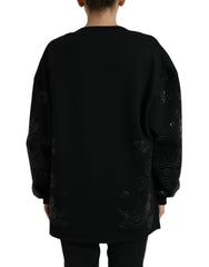 Dolce & Gabbana Black Pullover Floral Logo Applique Sweater -   -  Dolce & Gabbana.