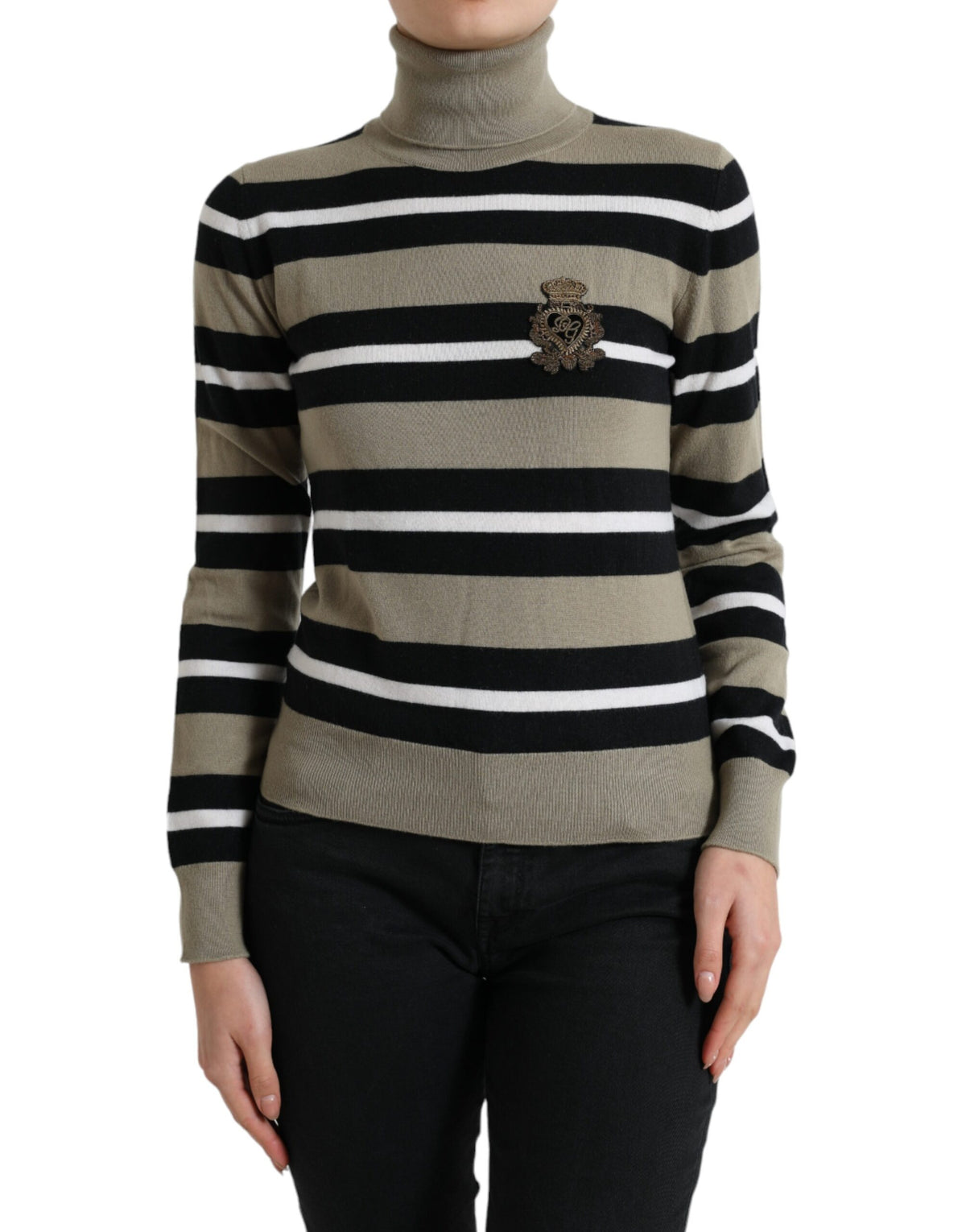 Dolce & Gabbana Multicolor Stripes Logo Turtle Neck Pullover Sweater -   -  Dolce & Gabbana.