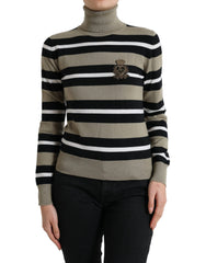 Dolce & Gabbana Multicolor Stripes Logo Turtle Neck Pullover Sweater -   -  Dolce & Gabbana.