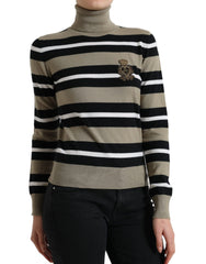 Dolce & Gabbana Multicolor Stripes Logo Turtle Neck Pullover Sweater -   -  Dolce & Gabbana.