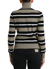 Dolce & Gabbana Multicolor Stripes Logo Turtle Neck Pullover Sweater -   -  Dolce & Gabbana.