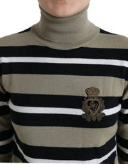 Dolce & Gabbana Multicolor Stripes Logo Turtle Neck Pullover Sweater -   -  Dolce & Gabbana.