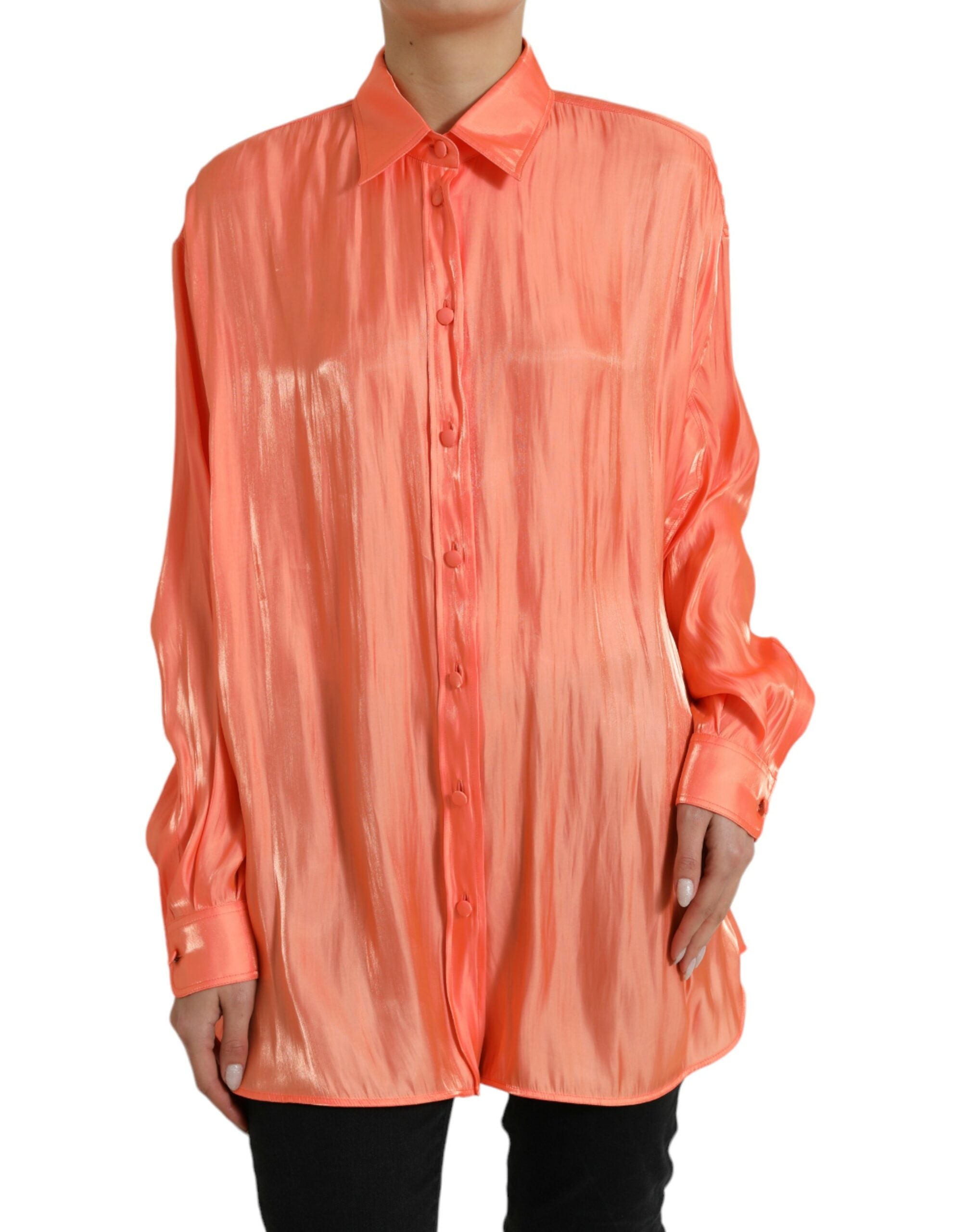 Dolce & Gabbana Peach Long Sleeve Button Down Blouse Top -   -  Dolce & Gabbana.