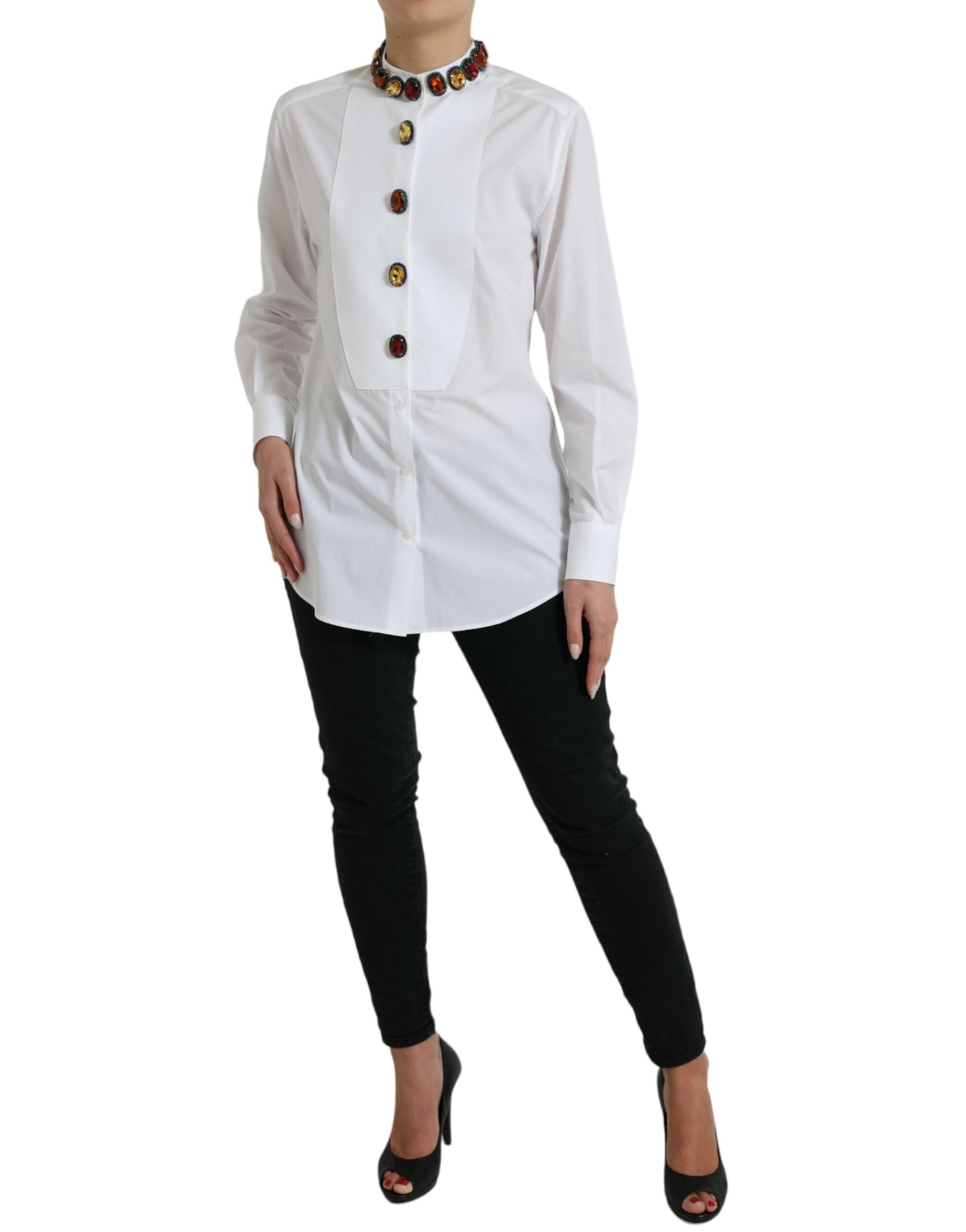 Dolce & Gabbana White Cotton Crystals Embellished Shirt Top -   -  Dolce & Gabbana. Dolce & Gabbana White Cotton Crystals Embellished Shirt Top -   -  Dolce & Gabbana.