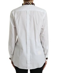 Dolce & Gabbana White Cotton Crystals Embellished Shirt Top -   -  Dolce & Gabbana.