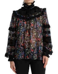 Dolce & Gabbana Black Floral Print Long Sleeves Blouse Top -   -  Dolce & Gabbana.