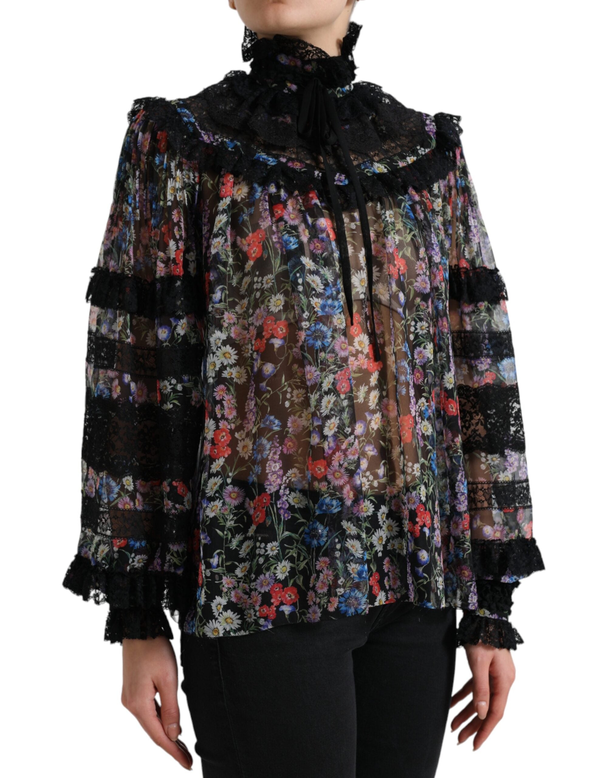 Dolce & Gabbana Black Floral Print Long Sleeves Blouse Top -   -  Dolce & Gabbana. Dolce & Gabbana Black Floral Print Long Sleeves Blouse Top -   -  Dolce & Gabbana.