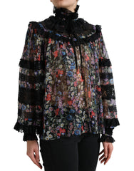 Dolce & Gabbana Black Floral Print Long Sleeves Blouse Top -   -  Dolce & Gabbana.