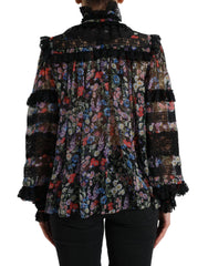 Dolce & Gabbana Black Floral Print Long Sleeves Blouse Top -   -  Dolce & Gabbana.