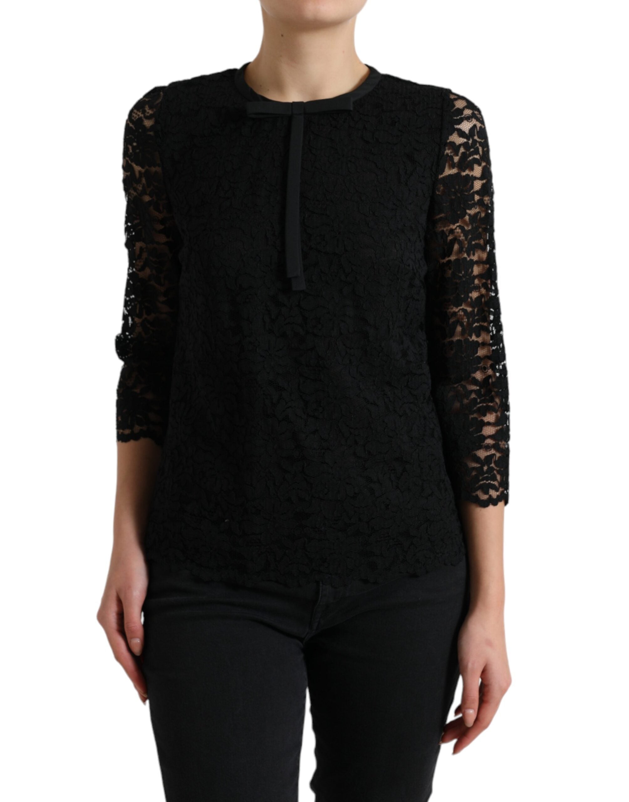 Dolce & Gabbana Black STAFF Blouse Floral Lace Nylon Top -   -  Dolce & Gabbana.