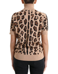 Dolce & Gabbana Beige Leopard Print Wool Turtleneck Top -   -  Dolce & Gabbana.