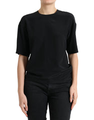 Dolce & Gabbana Black Silk Round Neck Short Sleeve Blouse Top -   -  Dolce & Gabbana.