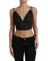 Dolce & Gabbana Brown Viscose Plunging V-neck Cropped Tank Top -   -  Dolce & Gabbana.