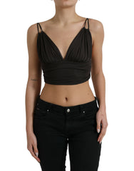 Dolce & Gabbana Brown Viscose Plunging V-neck Cropped Tank Top -   -  Dolce & Gabbana.