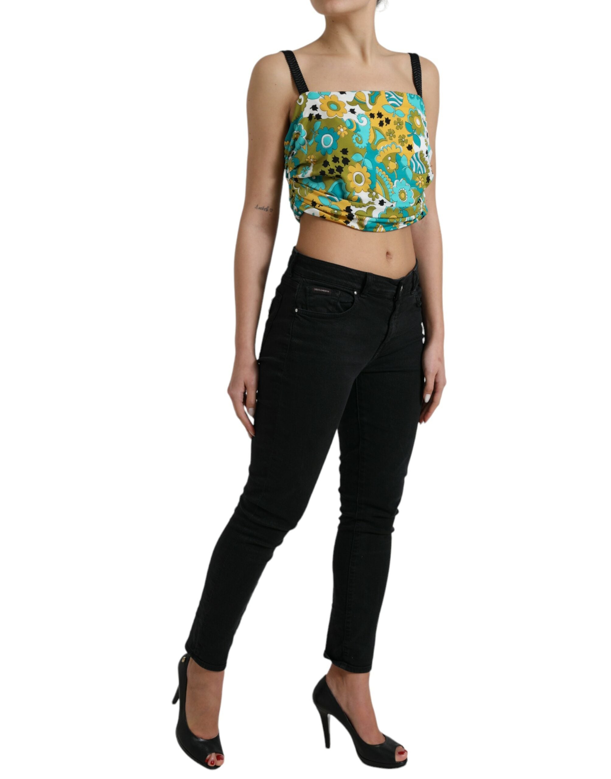 Dolce & Gabbana Multicolor Floral Sleeveless Cropped Top -   -  Dolce & Gabbana. Dolce & Gabbana Multicolor Floral Sleeveless Cropped Top -   -  Dolce & Gabbana.