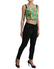 Dolce & Gabbana Multicolor Floral Sleeveless Cropped Top -   -  Dolce & Gabbana.