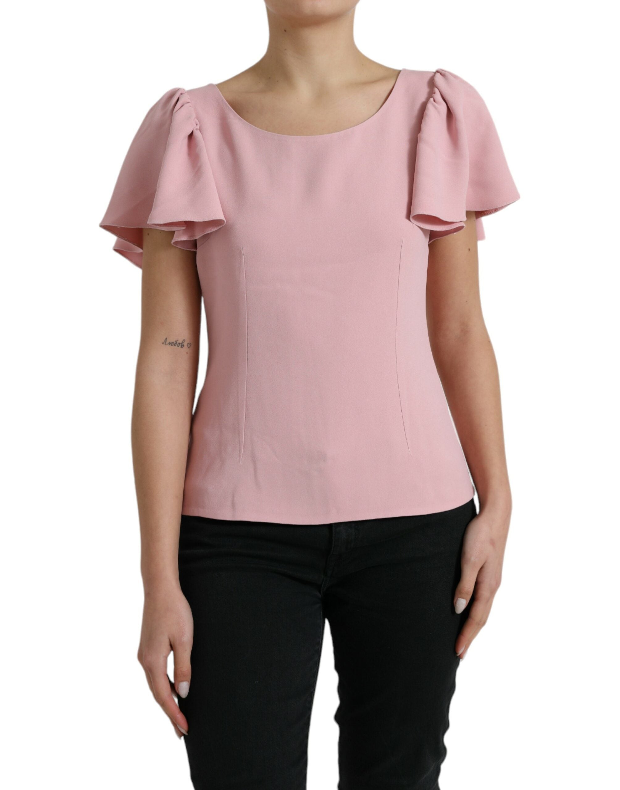 Dolce & Gabbana Pink Short Sleeves Round Neck Blouse Top -   -  Dolce & Gabbana.