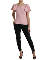 Dolce & Gabbana Pink Short Sleeves Round Neck Blouse Top -   -  Dolce & Gabbana.