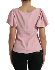 Dolce & Gabbana Pink Short Sleeves Round Neck Blouse Top -   -  Dolce & Gabbana.