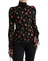 Dolce & Gabbana Black Rose Print Turtle Neck Blouse Top -   -  Dolce & Gabbana.