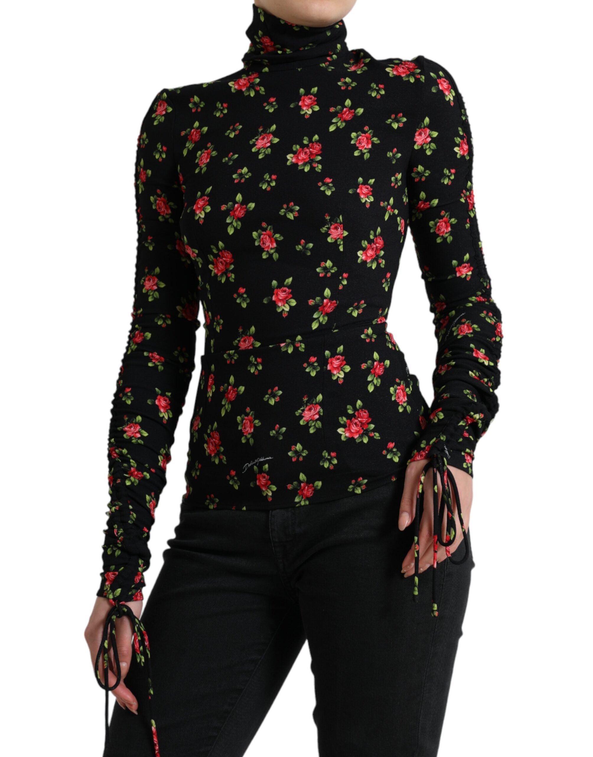 Dolce & Gabbana Black Rose Print Turtle Neck Blouse Top -   -  Dolce & Gabbana. Dolce & Gabbana Black Rose Print Turtle Neck Blouse Top -   -  Dolce & Gabbana.