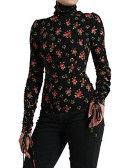Dolce & Gabbana Black Rose Print Turtle Neck Blouse Top -   -  Dolce & Gabbana.